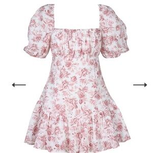 Elegant Red Floral Women's Tie-Back Dress